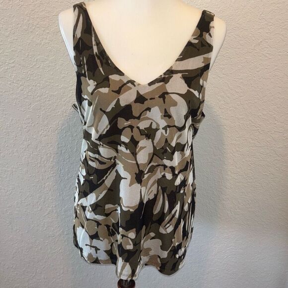 Chicos Camo Floral Cardigan Sweater & tank shell top shirt Set Sz M - Picture 7 of 11